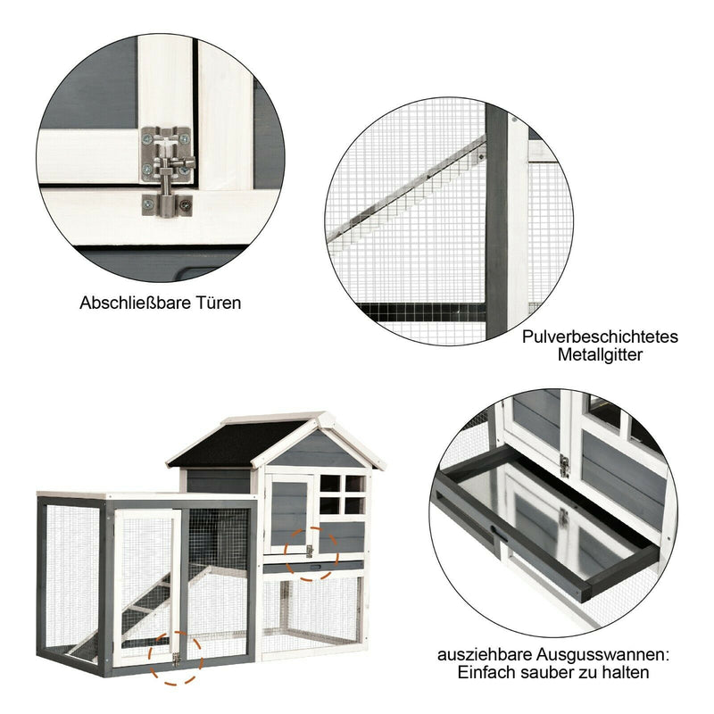 Lovupet Hühnerstall Kaninchenstall Hühnerhaus 2 Ebenen Outdoor Wetterfest 2020