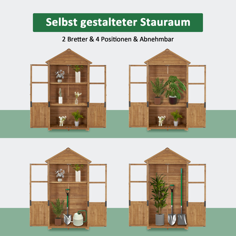 M MCombo Gartenschrank Holz Klein, Outdoor Gartenhaus Gerätehaus Wetterfest, Gewächshaus für Balkon & Terrasse, 100 × 53 × 178 cm, 0111