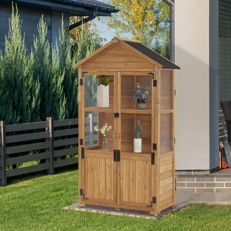 M MCombo Gartenschrank Holz Klein, Outdoor Gartenhaus Gerätehaus Wetterfest, Gewächshaus für Balkon & Terrasse, 100 × 53 × 178 cm, 0111