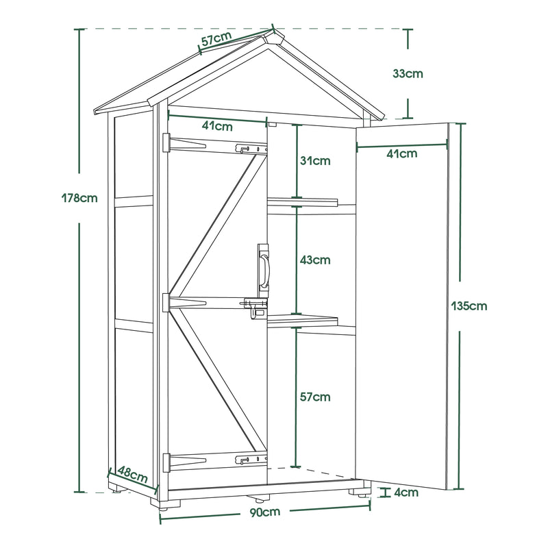 MCombo Gartenschrank Geräteschuppen Werkzeugschrank Outdoor-Schrank Gartenbox mit Satteldach aus Holz Grau/Natur 1000