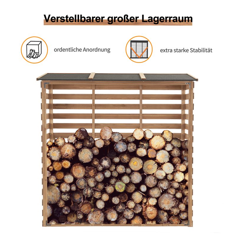 M MCombo Holzregal, Outdoor Kaminholzregel mit Rückwand, Holzunterstand mit wasserdichter Abdeckung, 1202/1200/1213