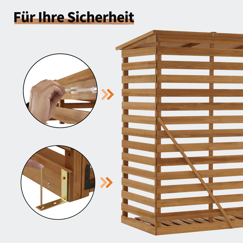 M MCombo Holzregal, Outdoor Kaminholzregel mit Rückwand, Holzunterstand mit wasserdichter Abdeckung, 1202/1200/1213