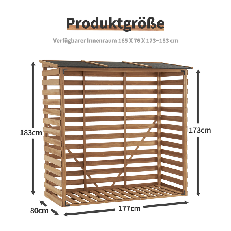 M MCombo Holzregal, Outdoor Kaminholzregel mit Rückwand, Holzunterstand mit wasserdichter Abdeckung, 1202/1200/1213