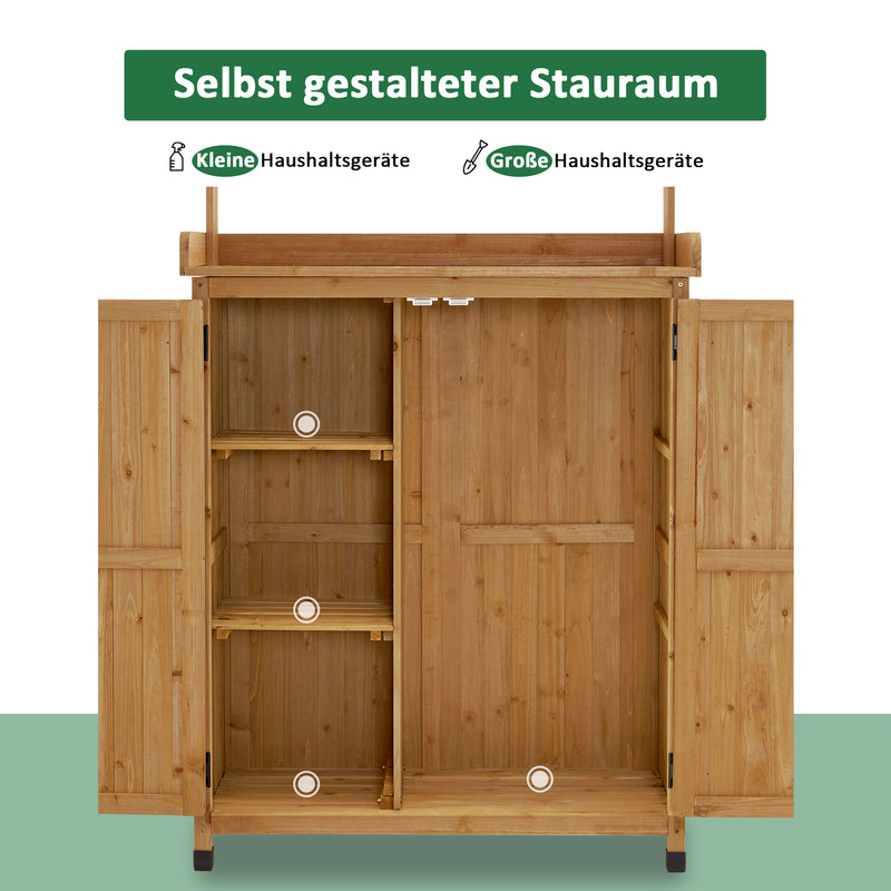 MCombo Holz Pflanztisch outdoor wetterfest, Gärtnertisch Blumentisch mit Arbeitsplatte, für Garten Balkon und Terrasse, Natürlich, 0439