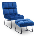 MCombo Sessel mit Hocker, Relaxsessel für Wohnzimmer, moderner Fernsehsessel Loungesessel Stuhl, Mikrofaser/Samt, 0016/0014