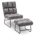 MCombo Sessel mit Hocker, Relaxsessel für Wohnzimmer, moderner Fernsehsessel Loungesessel Stuhl, Mikrofaser/Samt, 0016/0014