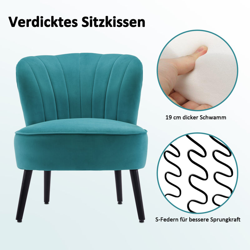 MCombo Sessel Relaxsessel für Wohnzimmer, Moderner Loungesessel Polsterstuhl mit Metallbeine, Samt, 4720 (Dunkelgrau/Rosa/Türkis)