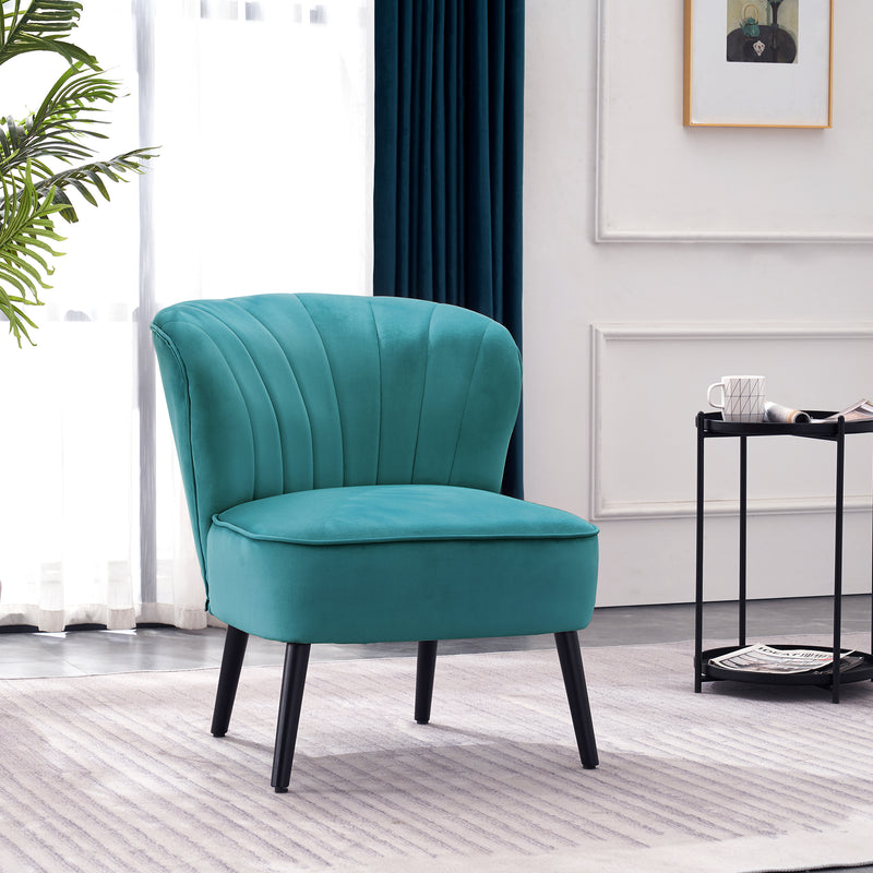 MCombo Sessel Relaxsessel für Wohnzimmer, Moderner Loungesessel Polsterstuhl mit Metallbeine, Samt, 4720 (Dunkelgrau/Rosa/Türkis)