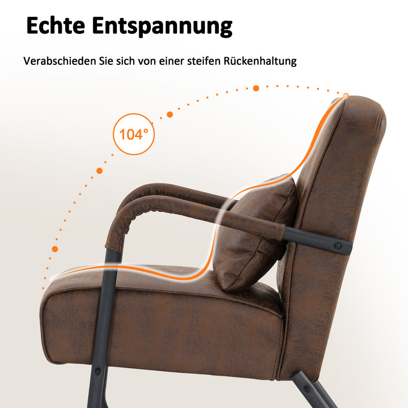 M MCombo Sessel mit/ohne Hocker für Wohnzimmer , Retro Vintage Relaxsessel mit Taillenkissen, Armlehnensessel Loungesessel Polstersessel aus Mikrofaserstoff, 4742