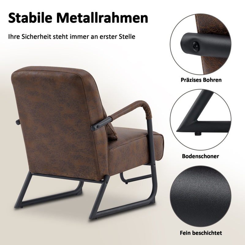 M MCombo Sessel mit/ohne Hocker für Wohnzimmer , Retro Vintage Relaxsessel mit Taillenkissen, Armlehnensessel Loungesessel Polstersessel aus Mikrofaserstoff, 4742