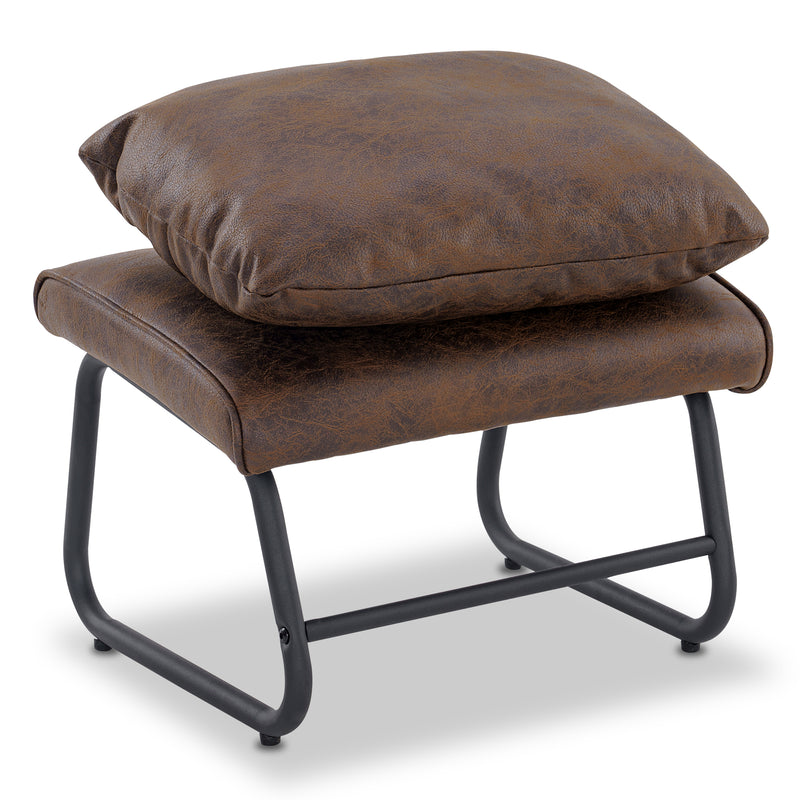 M MCombo Sessel mit/ohne Hocker für Wohnzimmer , Retro Vintage Relaxsessel mit Taillenkissen, Armlehnensessel Loungesessel Polstersessel aus Mikrofaserstoff, 4742