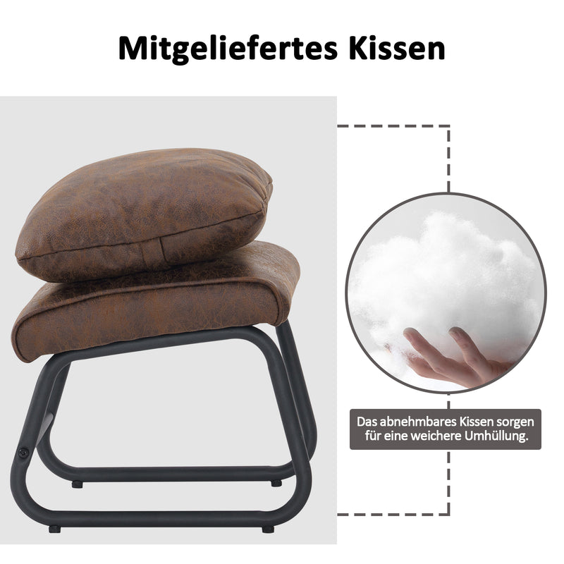 M MCombo Sessel mit/ohne Hocker für Wohnzimmer , Retro Vintage Relaxsessel mit Taillenkissen, Armlehnensessel Loungesessel Polstersessel aus Mikrofaserstoff, 4742