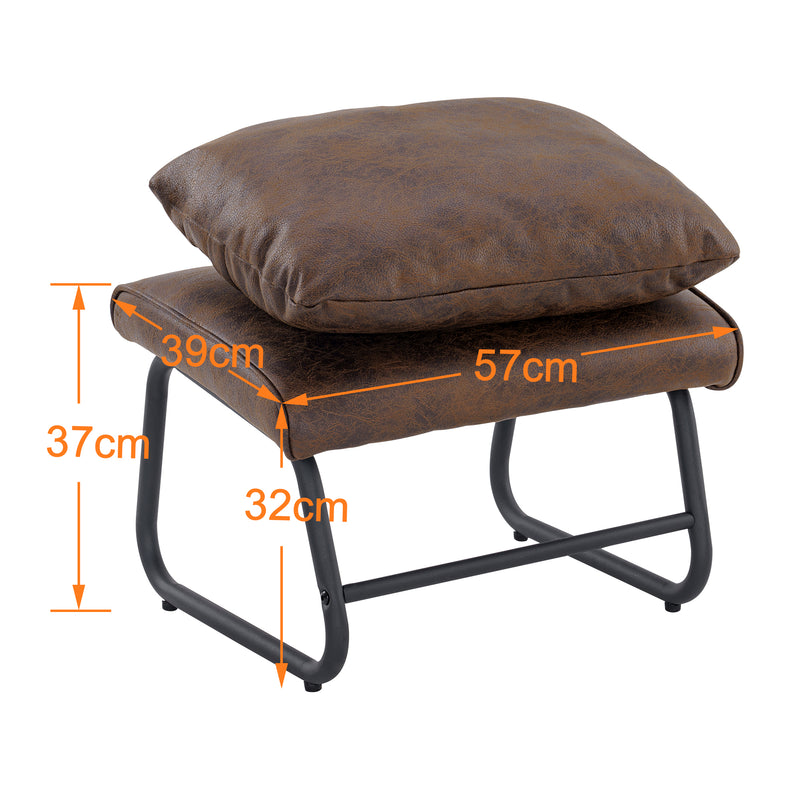 M MCombo Sessel mit/ohne Hocker für Wohnzimmer , Retro Vintage Relaxsessel mit Taillenkissen, Armlehnensessel Loungesessel Polstersessel aus Mikrofaserstoff, 4742