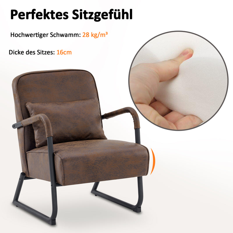 M MCombo Sessel mit/ohne Hocker für Wohnzimmer , Retro Vintage Relaxsessel mit Taillenkissen, Armlehnensessel Loungesessel Polstersessel aus Mikrofaserstoff, 4742