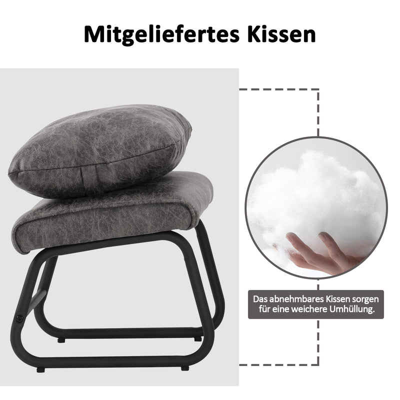 M MCombo Sessel mit/ohne Hocker für Wohnzimmer , Retro Vintage Relaxsessel mit Taillenkissen, Armlehnensessel Loungesessel Polstersessel aus Mikrofaserstoff, 4742