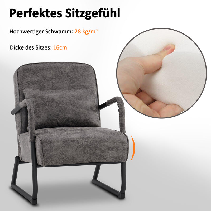 M MCombo Sessel mit/ohne Hocker für Wohnzimmer , Retro Vintage Relaxsessel mit Taillenkissen, Armlehnensessel Loungesessel Polstersessel aus Mikrofaserstoff, 4742