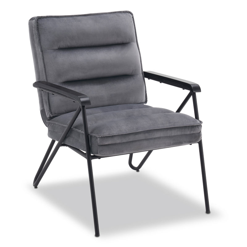 MCombo Grau Relaxsessel mit Hocker, bequemer Polstersessel, moderner Wohnzimmerstuhl, Samt, 4750DE