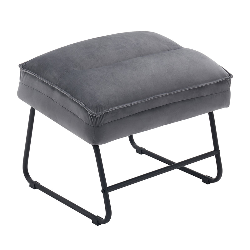 MCombo Grau Relaxsessel mit Hocker, bequemer Polstersessel, moderner Wohnzimmerstuhl, Samt, 4750DE