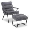 MCombo Grau Relaxsessel mit Hocker, bequemer Polstersessel, moderner Wohnzimmerstuhl, Samt, 4750DE