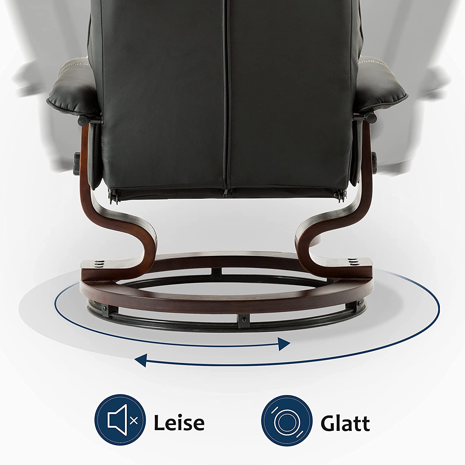 MCombo recliner chair with footstool, 360° swivel TV chair with reclining function, up to 120 kg load capacity, modern recliner chair for the living room, 9019 