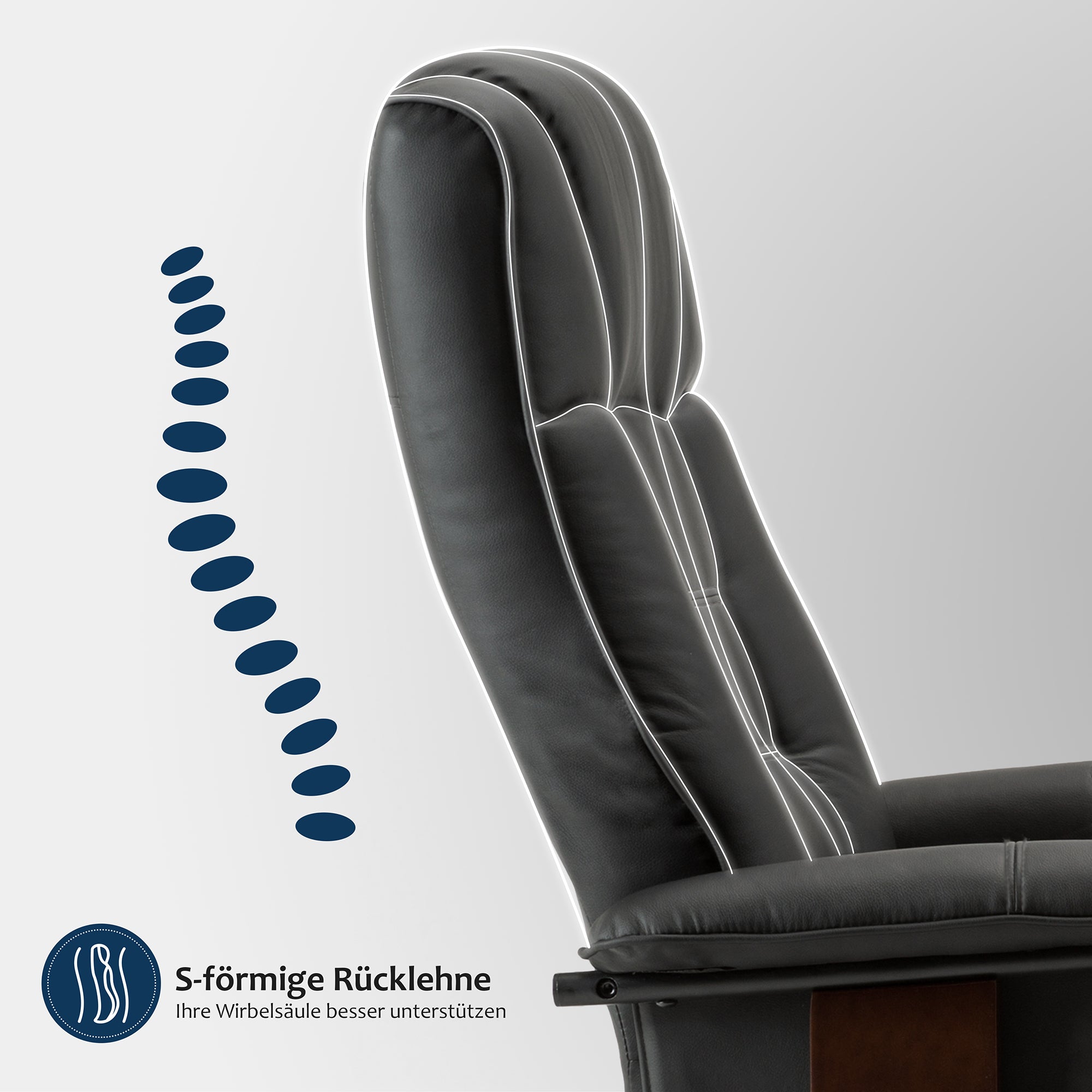 MCombo recliner chair with footstool, 360° swivel TV chair with reclining function, up to 120 kg load capacity, modern recliner chair for the living room, 9019 