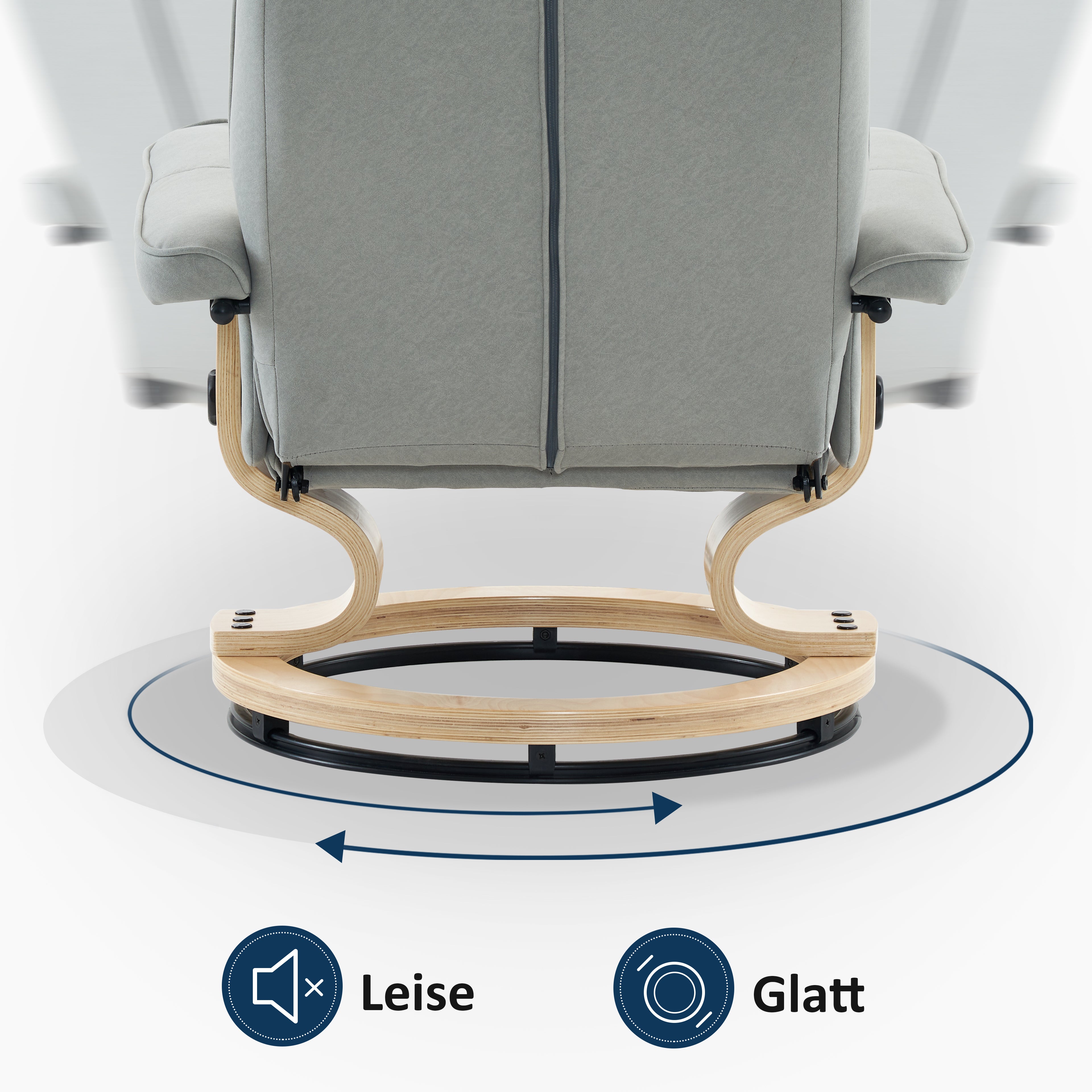 MCombo recliner chair with footstool, 360° swivel TV chair with reclining function, up to 120 kg load capacity, modern recliner chair for the living room, 9019 