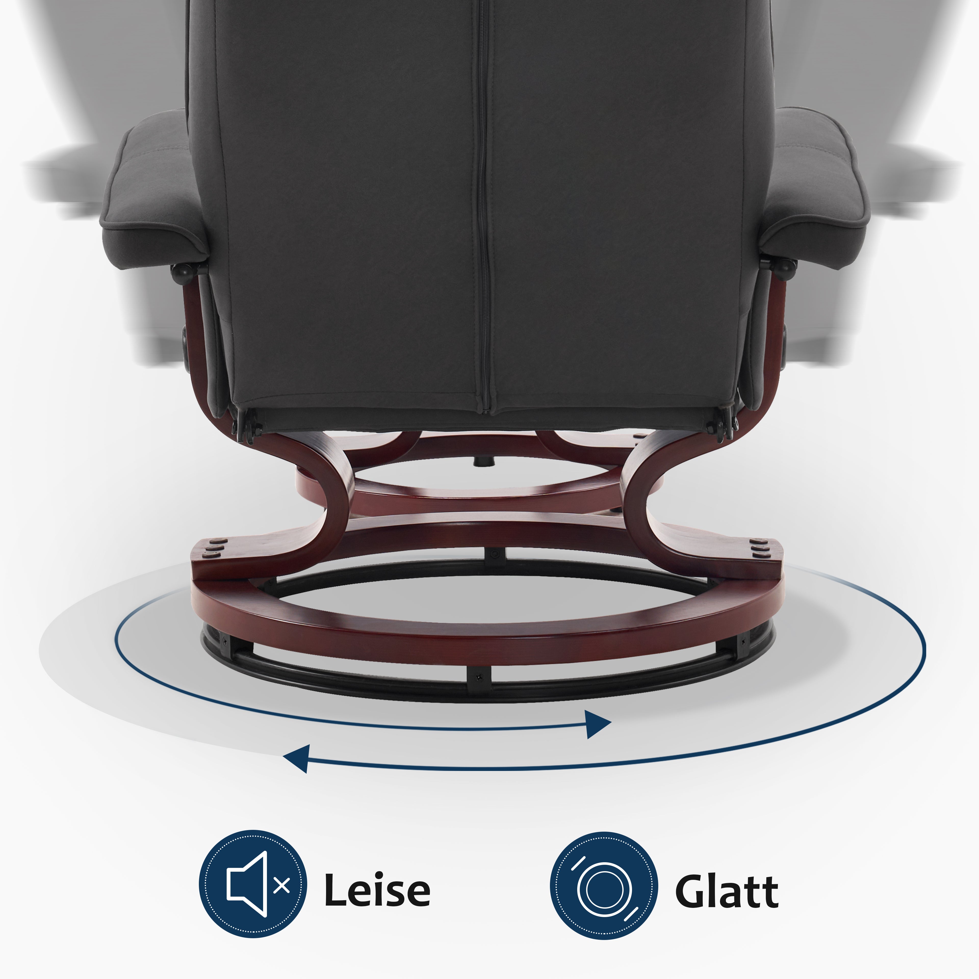 MCombo recliner chair with footstool, 360° swivel TV chair with reclining function, up to 120 kg load capacity, modern recliner chair for the living room, 9019 