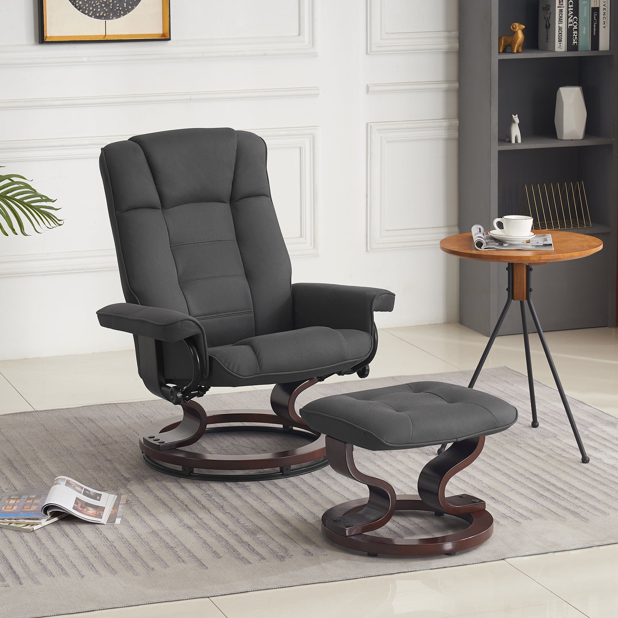MCombo recliner chair with footstool, 360° swivel TV chair with reclining function, up to 120 kg load capacity, modern recliner chair for the living room, 9019 