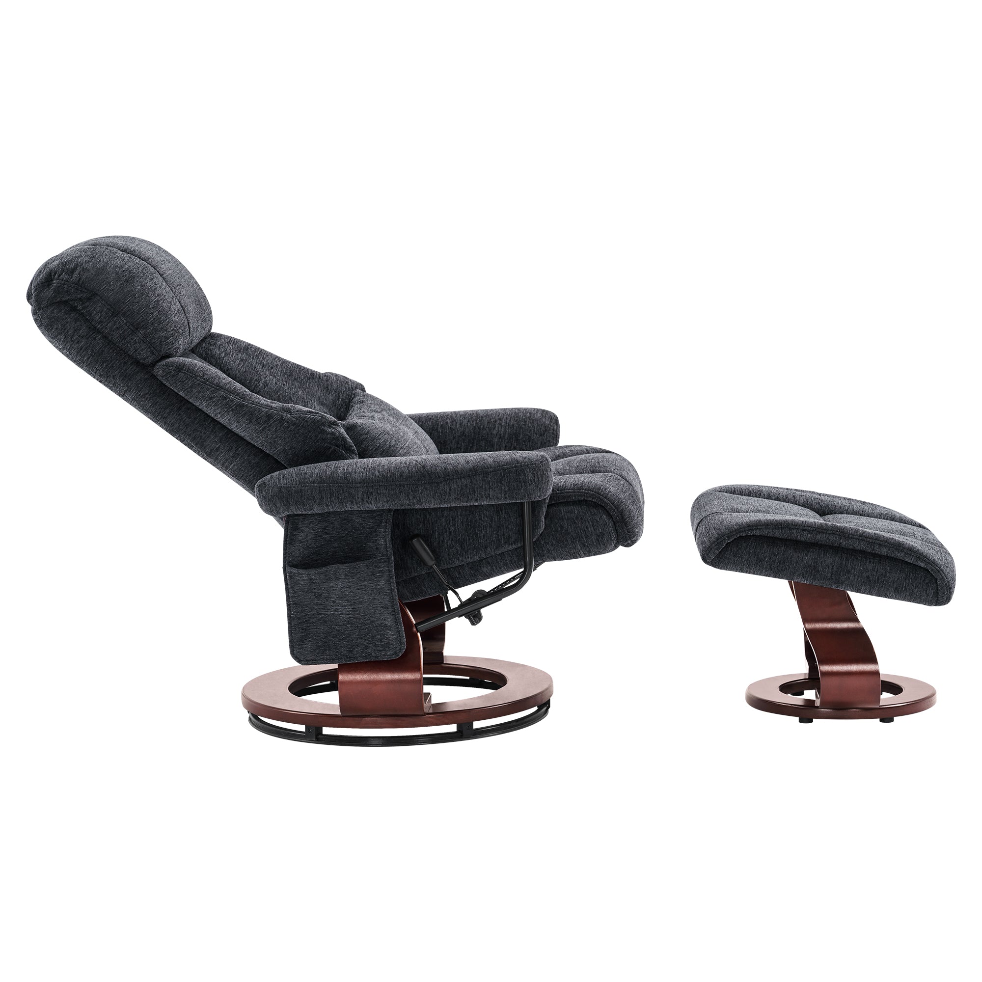 M MCombo Relaxsessel mit Hocker, 360° Drehbarer Fernsehsessel mit Liegefunktion, bis 120 Kg Belastbarer TV-Sessel, Moderner Ruhesessel für Wohnzimmer, 9066