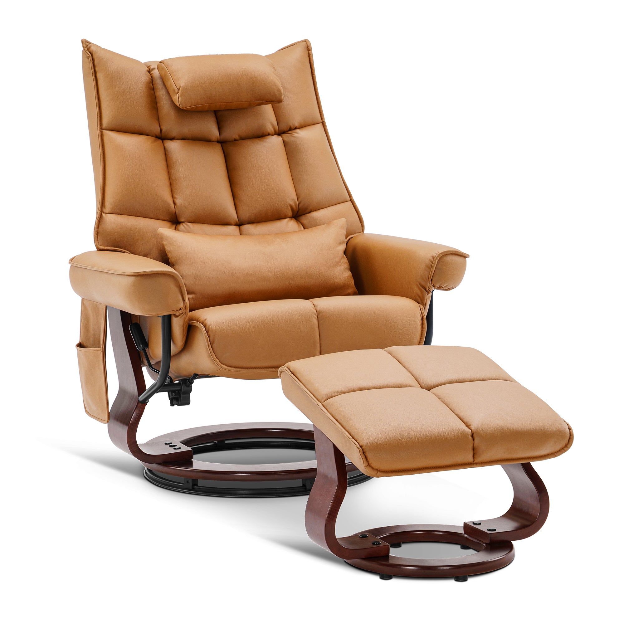 MCombo relaxation chair with stool 9076, rotating TV chair with reclining function, modern TV chair chair for living room, with cushion and side pocket, microfiber/fabric, 140 x 92 x 111cm
