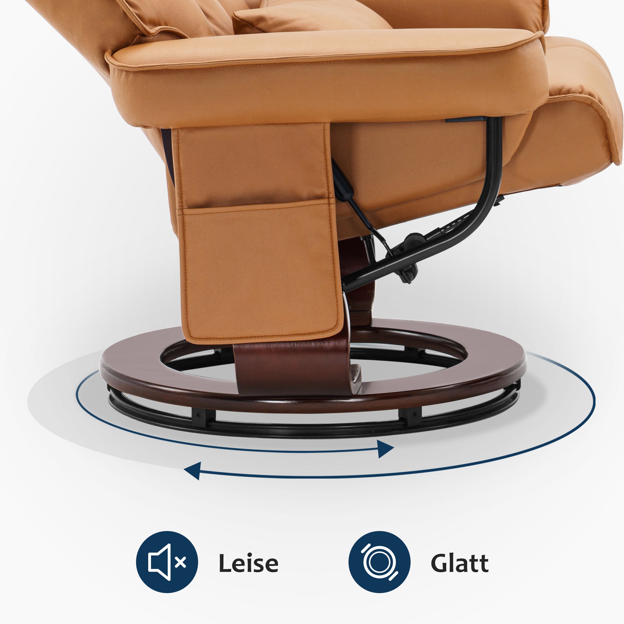 MCombo relaxation chair with stool 9076, rotating TV chair with reclining function, modern TV chair chair for living room, with cushion and side pocket, microfiber/fabric, 140 x 92 x 111cm