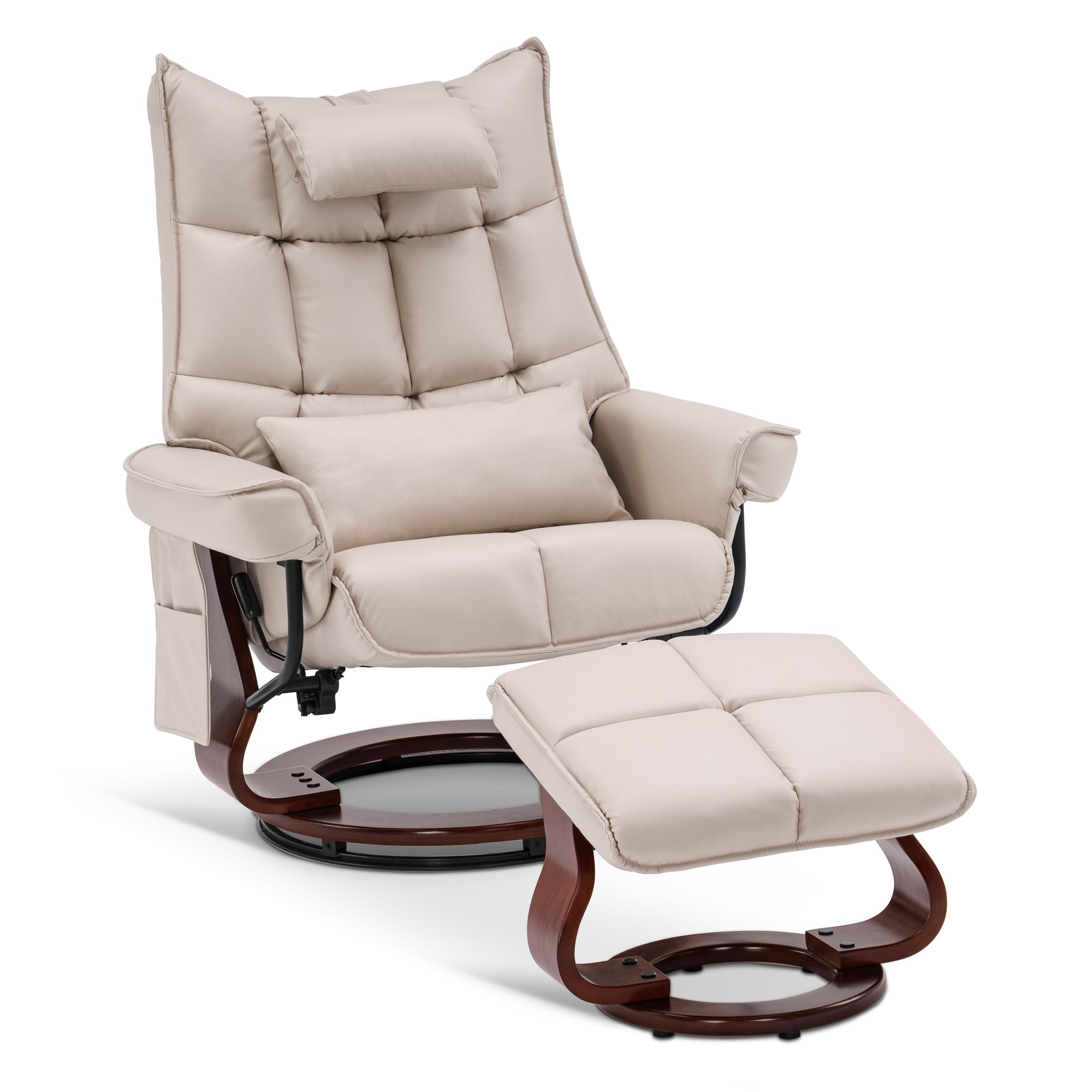 MCombo relaxation chair with stool 9076, rotating TV chair with reclining function, modern TV chair chair for living room, with cushion and side pocket, microfiber/fabric, 140 x 92 x 111cm