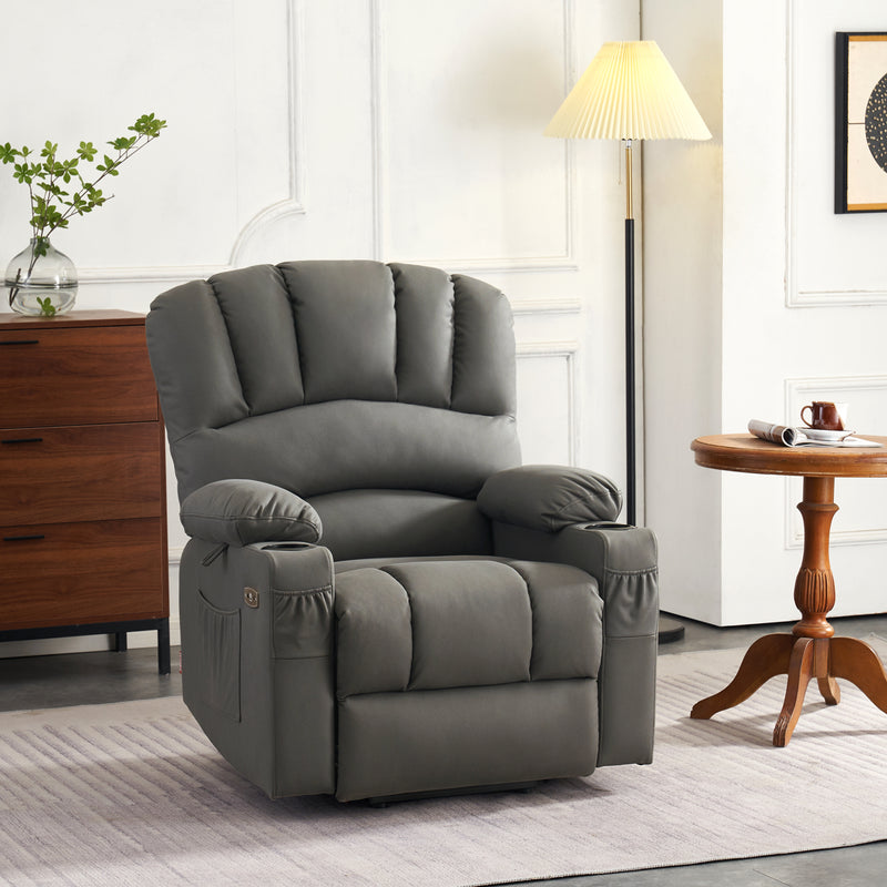 M MCombo Relaxsessel mit Aufstehhilfe & Liegefunktion 7102, Fernsehsessel elektrisch verstellbar, TV Sessel mit Massage Wärmefunktion, für Senioren Wohnzimmer, USB