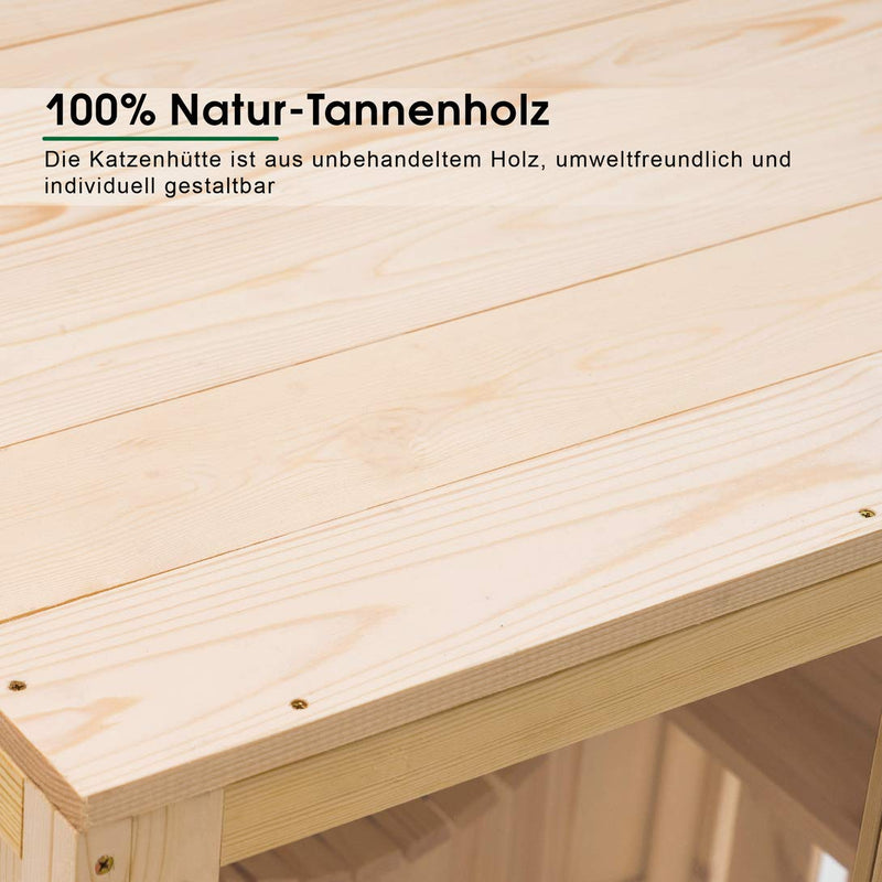 Lovupet Katzenhaus Mobile Katzenhütte aus unbehandeltem Holz 0783CR