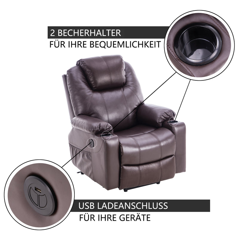 MCombo Elektrisch Aufstehhilfe Fernsehsessel Relaxsessel Massage Heizung USB 7040