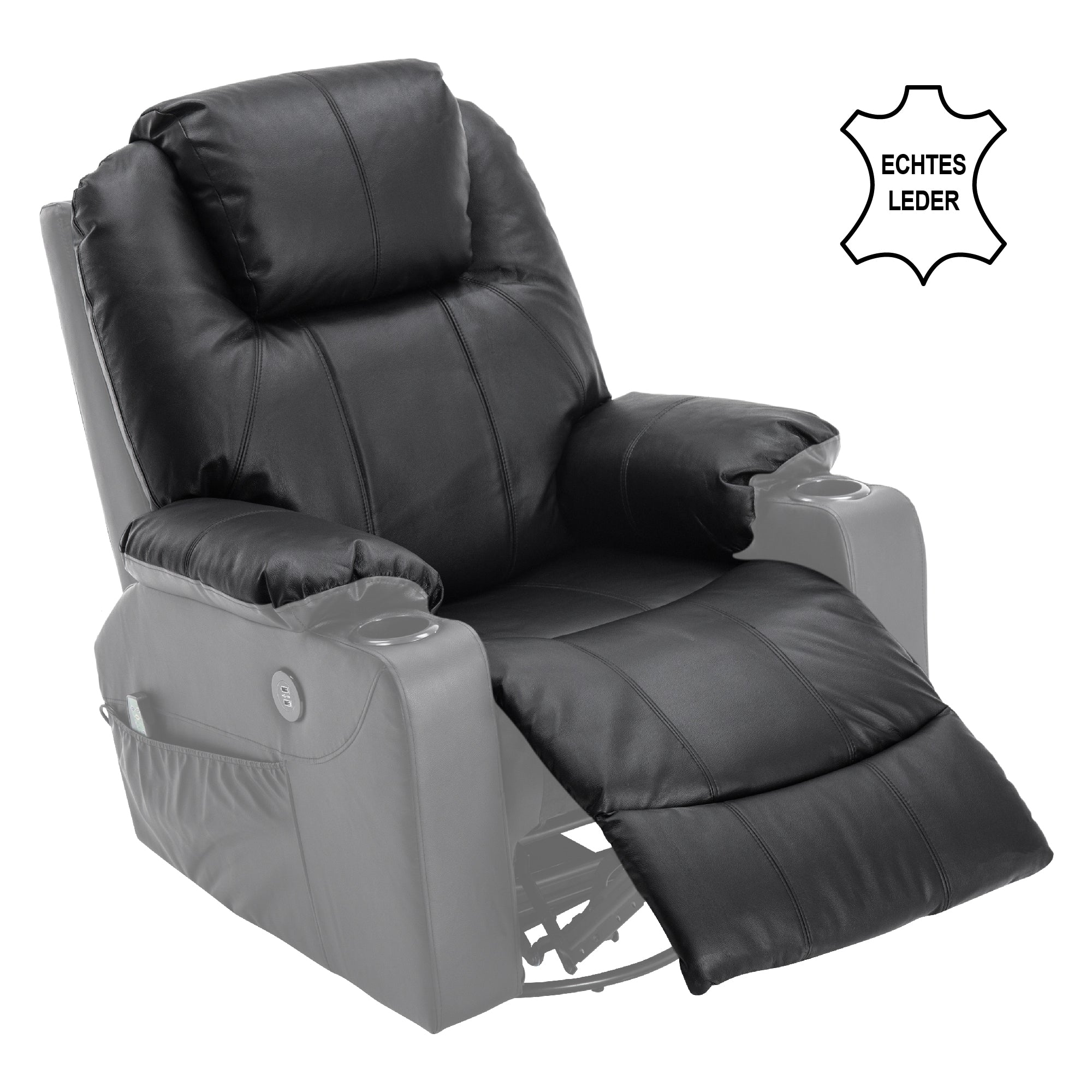 MCombo massage chair, relaxation chair, swivel + swing, manually adjustable, genuine leather 7050