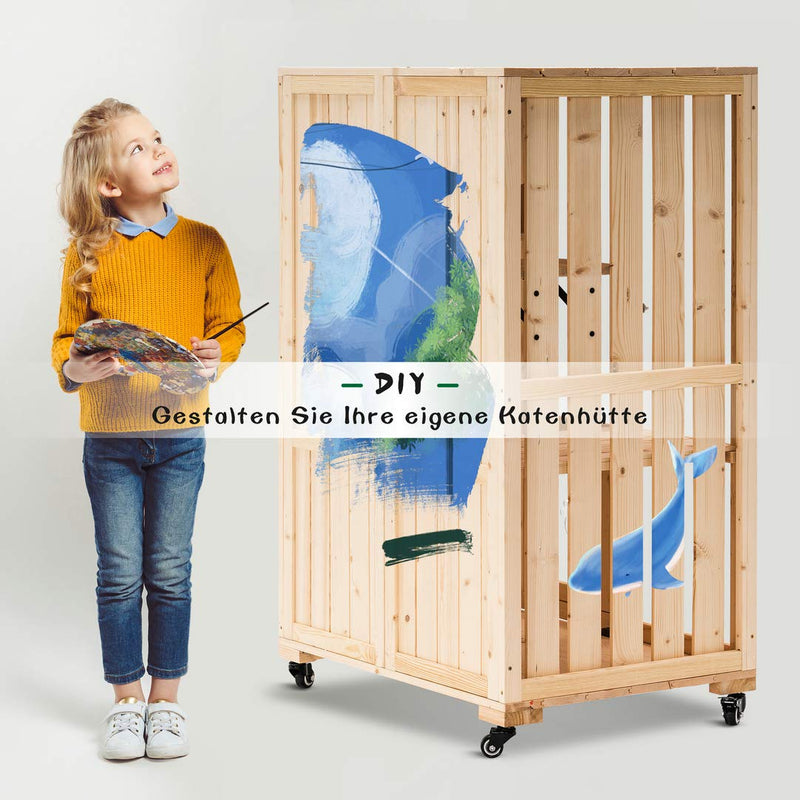 Lovupet Katzenhaus Mobile Katzenhütte aus unbehandeltem Holz 0783CR