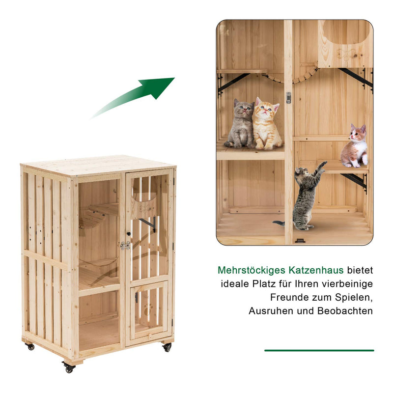 Lovupet Katzenhaus Mobile Katzenhütte aus unbehandeltem Holz 0783CR