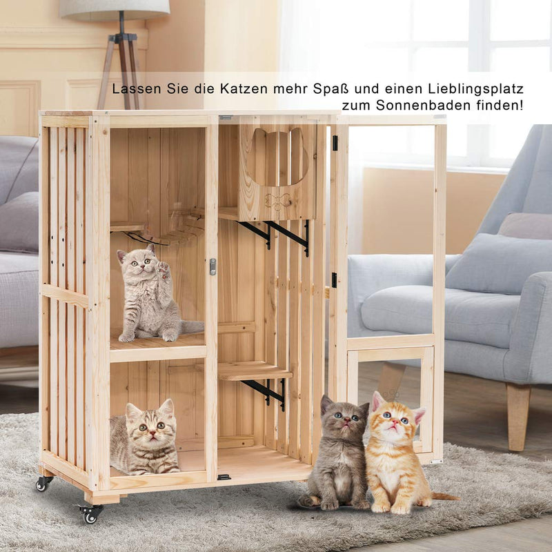 Lovupet Katzenhaus Mobile Katzenhütte aus unbehandeltem Holz 0783CR