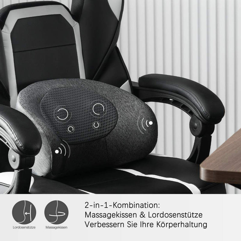 MCombo Massagekissen Shiatsu Rückenstützen Lordosenstütze in Hörnchen/ C-Form, ergonomisch, tragbares Kabelloses wiederaufladbares Massagegerät mit Wärmefunktion Ideal für Homeoffice, Büro, Autofahren B709