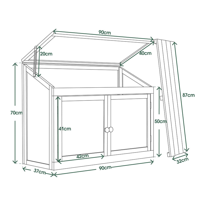 MCombo 2 Etage höhenverstellbares Anlehngewächshaus Treibhaus Pflanzenhaus Holz 0160