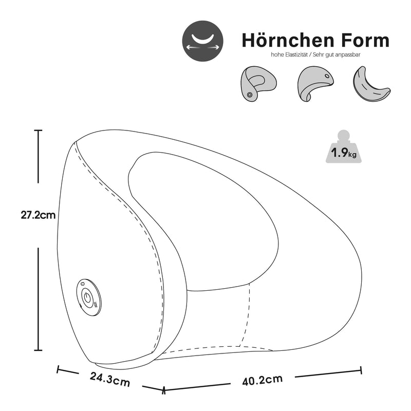 MCombo Massagekissen Shiatsu Rückenstützen Lordosenstütze in Hörnchen/ C-Form, ergonomisch, tragbares Kabelloses wiederaufladbares Massagegerät mit Wärmefunktion Ideal für Homeoffice, Büro, Autofahren B709