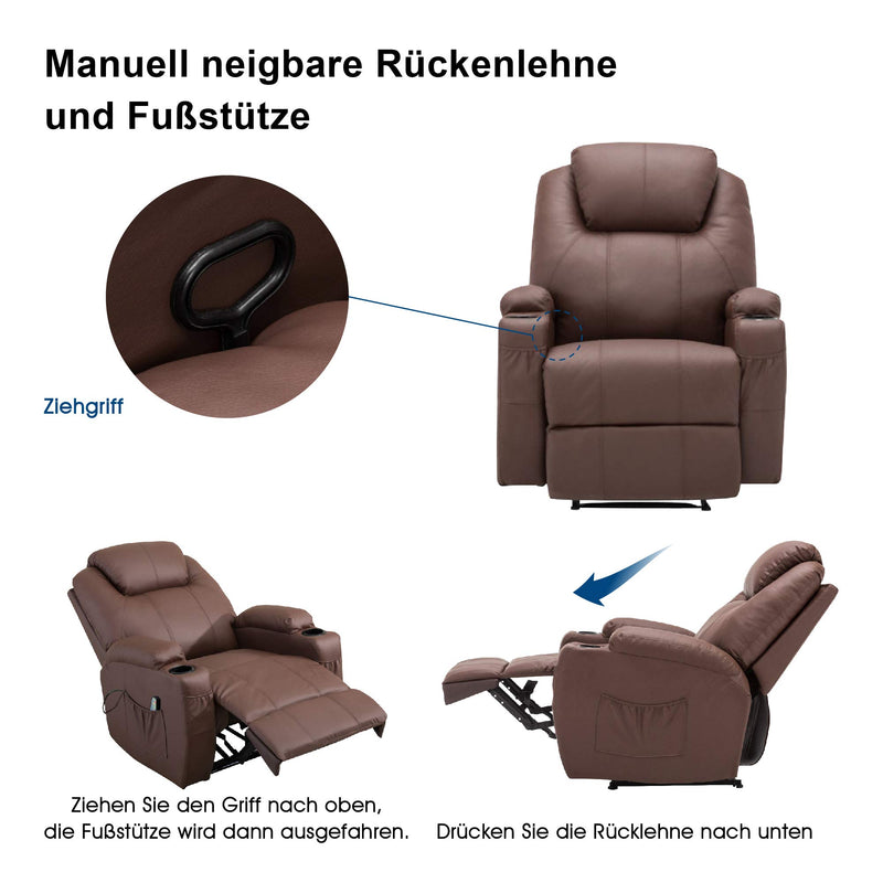 MCombo Massagesessel Fernsehsessel Relaxsessel mit Vibration+Heizung 7021