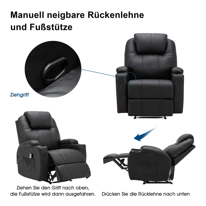 MCombo Massagesessel Fernsehsessel Relaxsessel mit Vibration+Heizung 7021
