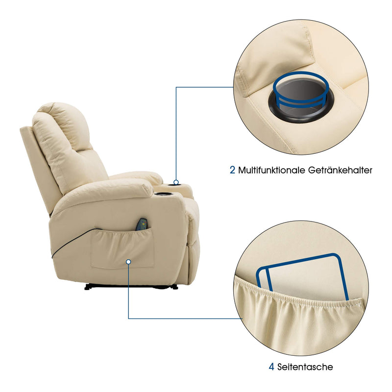 MCombo Massagesessel Fernsehsessel Relaxsessel mit Vibration+Heizung 7021