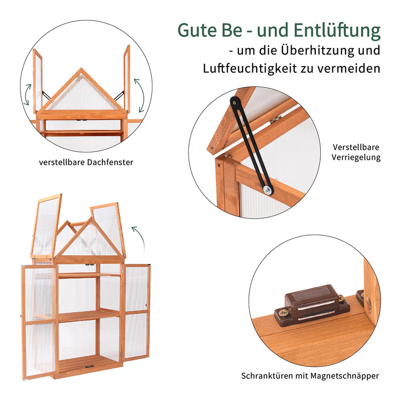 MCombo 3 Etage Gewächenhaus Pflanzschrank Treibhaus höheverstellbar Holz 0800