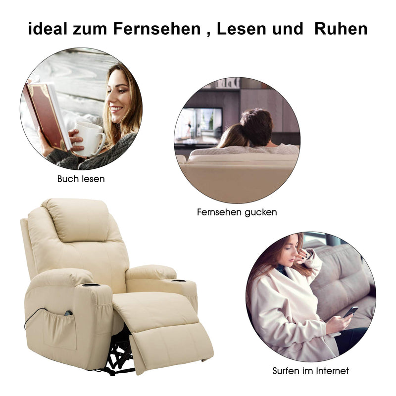 MCombo Massagesessel Fernsehsessel Relaxsessel mit Vibration+Heizung 7021