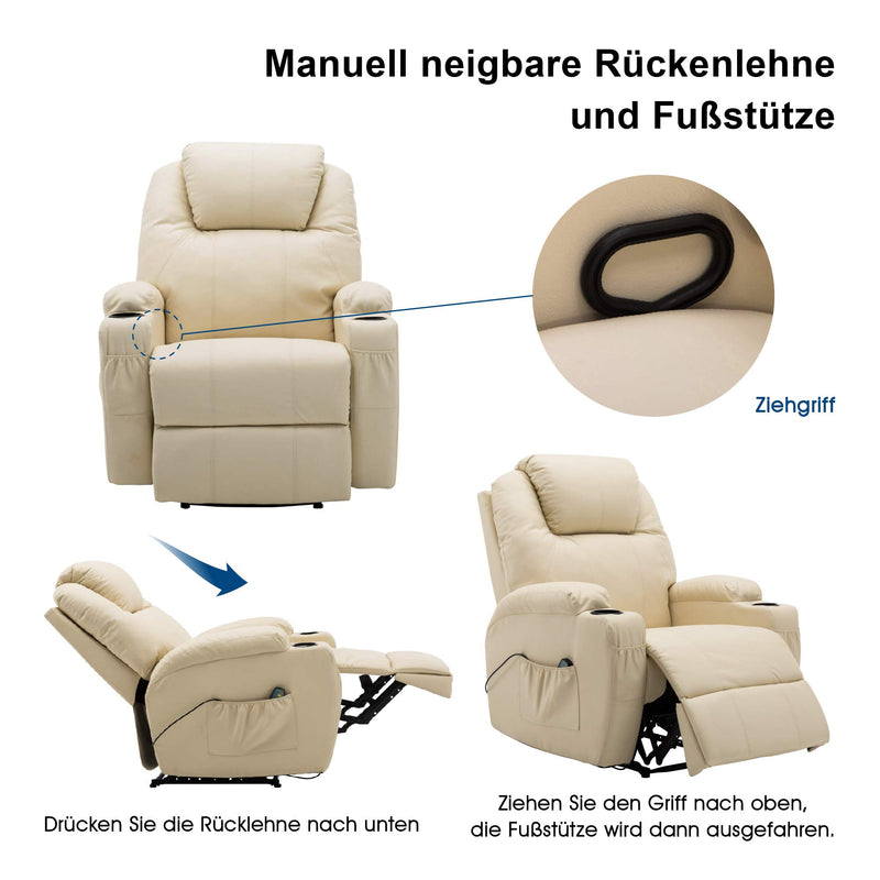 MCombo Massagesessel Fernsehsessel Relaxsessel mit Vibration+Heizung 7021