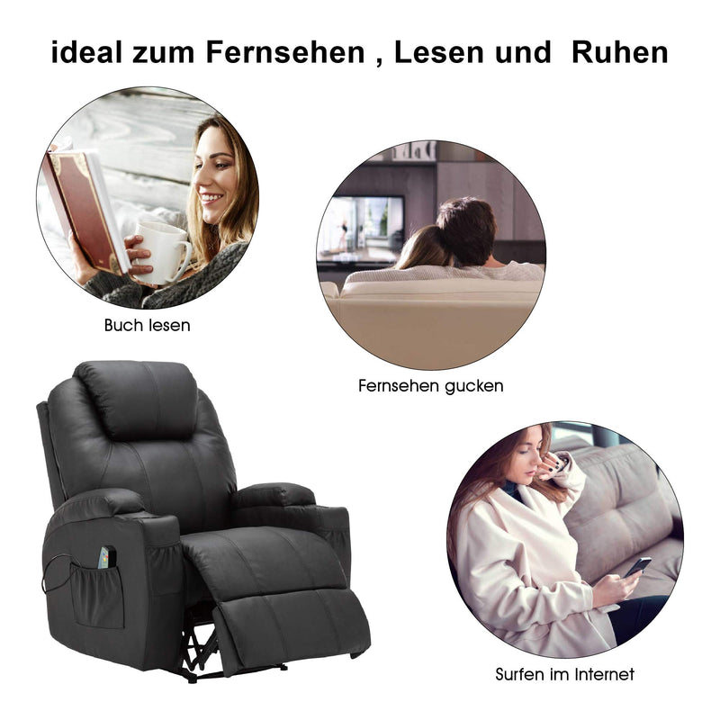 MCombo Massagesessel Fernsehsessel Relaxsessel mit Vibration+Heizung 7021