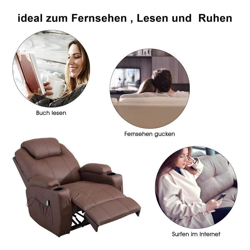MCombo Massagesessel Fernsehsessel Relaxsessel mit Vibration+Heizung 7021